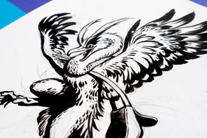 Messenger Bird Inktober Original Ink Drawing