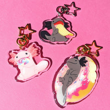 Load image into Gallery viewer, Junky Snack Snaxolotl Axolotl Acrylic Keychains