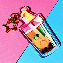 Load image into Gallery viewer, Bubble Tea Axolotl Acrylic Keychain