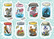 Load image into Gallery viewer, Bugs in Jars Vinyl Sticker Sheet