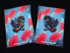 Red-tailed Black Cockatoo Wood Pins