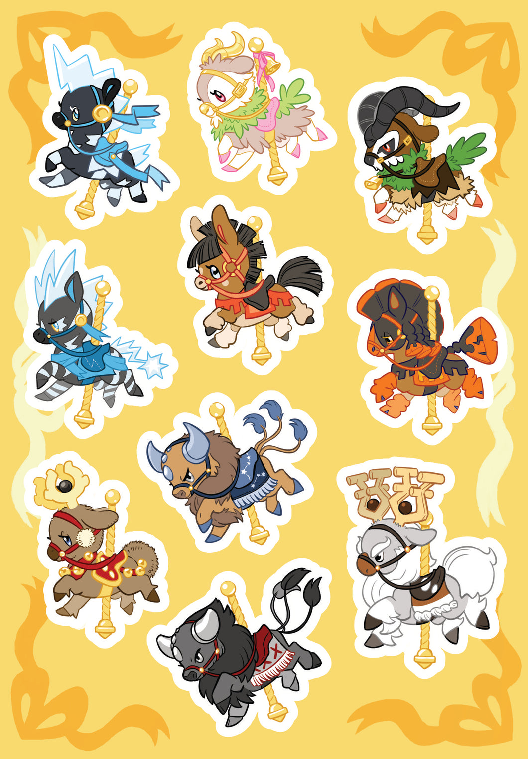 Yellow Carousel Pony Sticker Sheet