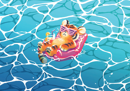 Beachy Tiger A5 Print