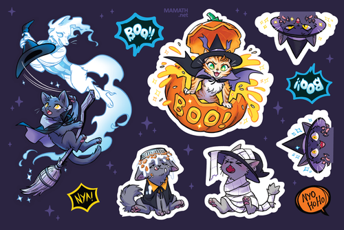 Witch Kitties: Tricky Sticks! Holo Vinyl Sticker Sheet (2025)