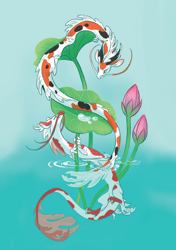 Lotus Koi A5 Print