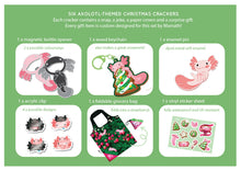 Load image into Gallery viewer, Snaxolotl Christmas Crackers - Set of 6 - Unique Axolotl Surprise Gifts!