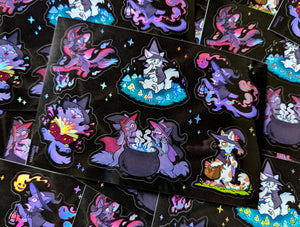 Witchy Kitties Holo Vinyl Sticker Sheet (2021)