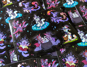 Witchy Kitties Holo Vinyl Sticker Sheet (2021)