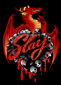 STAPLE/MEN'S FIT Slay Dragon glitter t-shirt