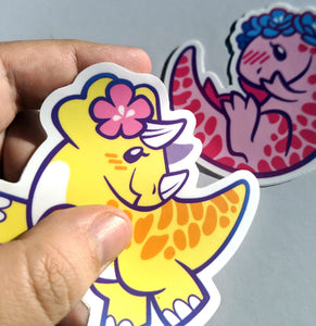 SWEET SAURIANS 3-Inch Vinyl Stickers: Triceratops and T-rex