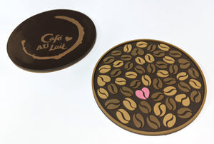 CAFE AU LAIT Silicone Coaster - Coffee Bean Hearts