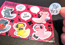 Load image into Gallery viewer, Haxolotls Gamer Axolotl Clear Vinyl Sticker Sheet