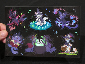 Witchy Kitties Holo Vinyl Sticker Sheet (2021)