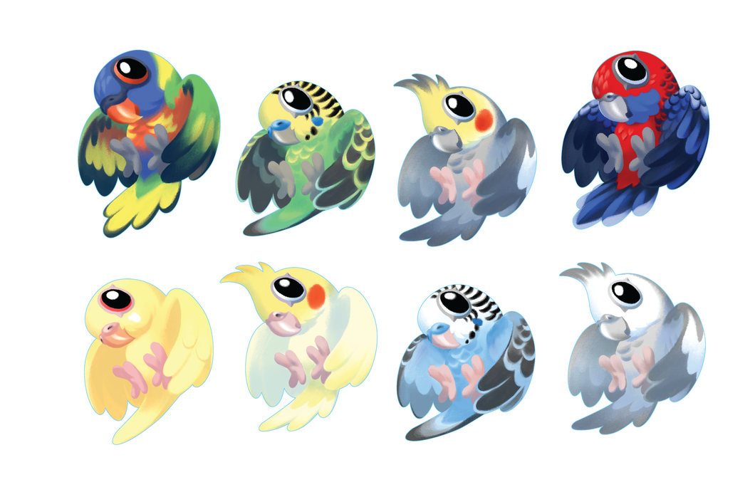 Little Aussie Parrots Vinyl Sticker Sheet