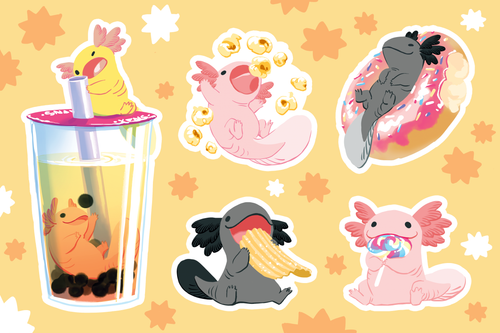 Snaxolotls: Funky Junk Vinyl Sticker Sheet